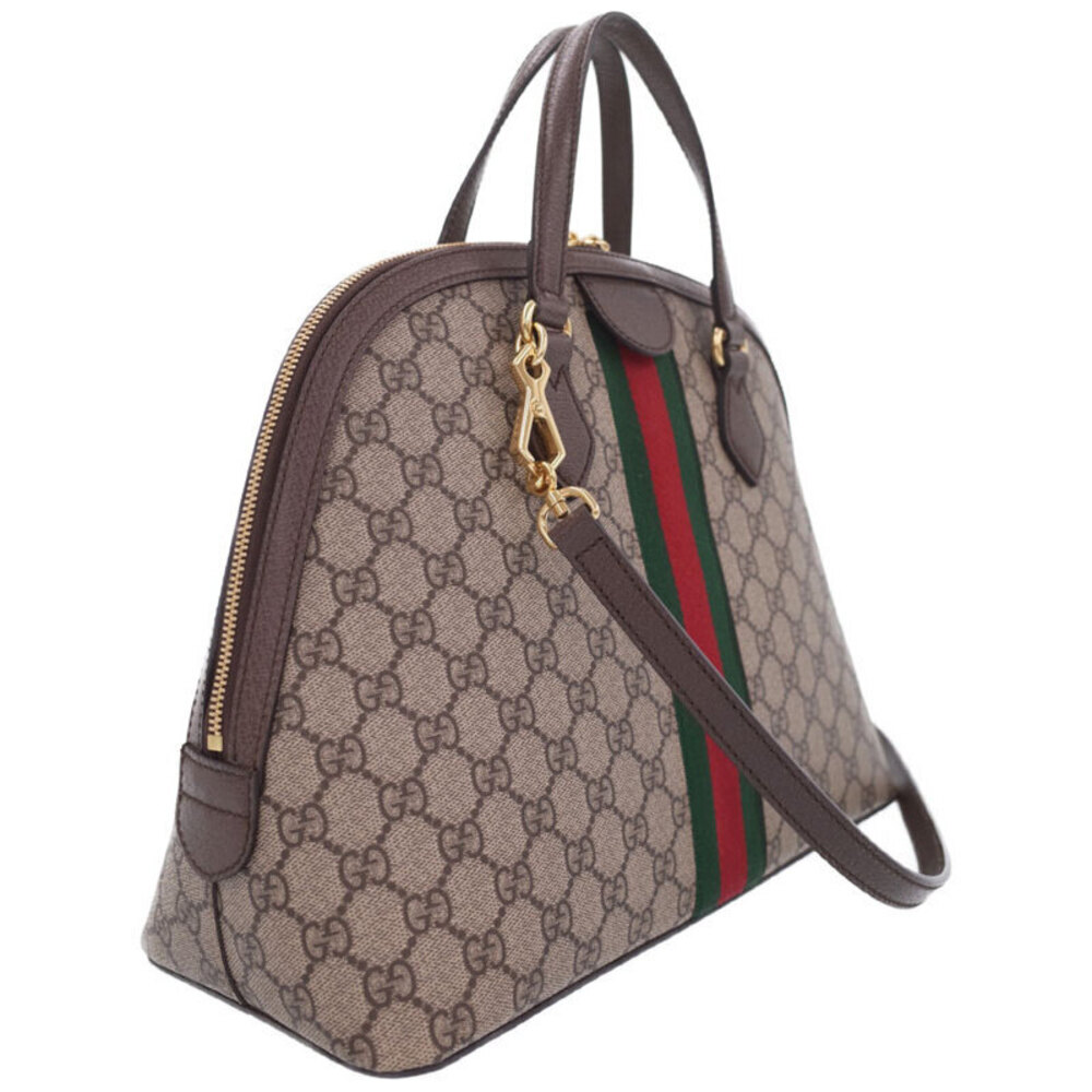 Gucci Supreme ebony handle beige leather top bag Web Ophidia brown GG